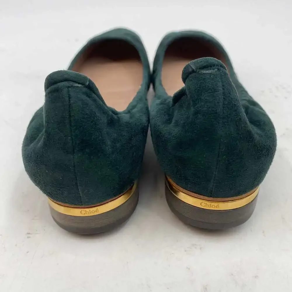 Chloe Green Gold Camoscio Suede Flats | EU38 (7 US)